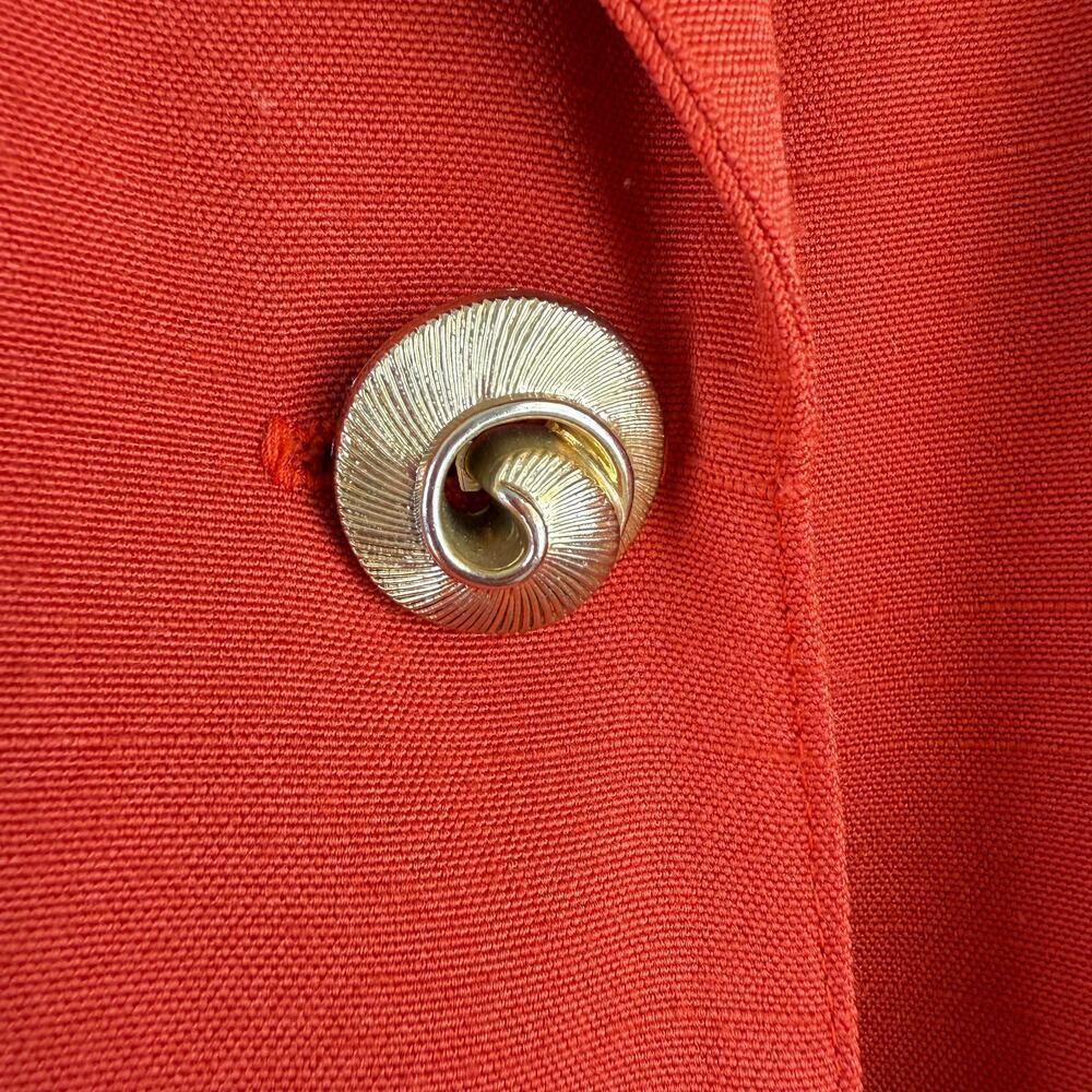 Vintage 80s Requirements Long Blazer Burnt Orange Ornate Gold Button Front Sz 12 - Picture 7 of 10